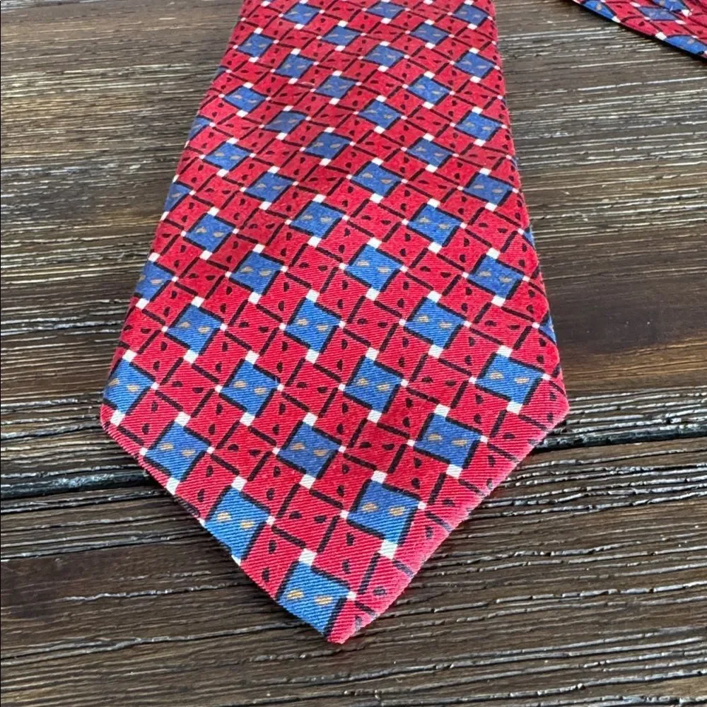 Dior Red and Blue Patterned Tie